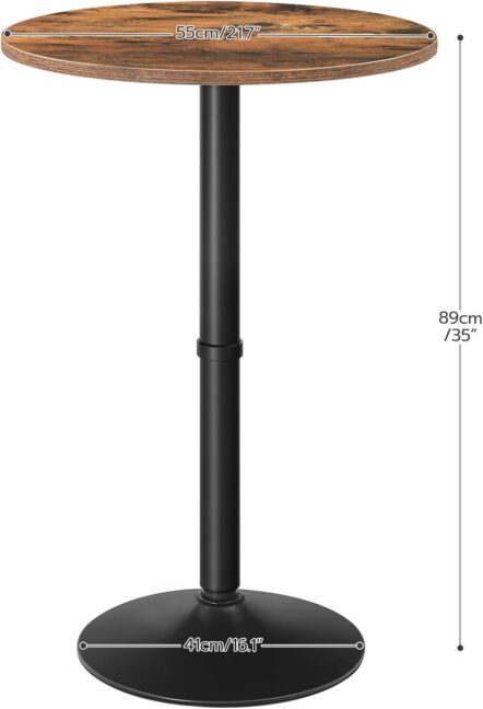 Rusztikus bárasztal szett: kerek bárasztal 2 db ipari stílusú kerek bárszékkel