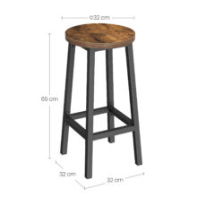 Rusztikus bárasztal szett: kerek bárasztal 2 db ipari stílusú kerek bárszékkel