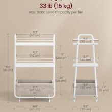 VASAGLE LILEA gurulós tárolókocsi textil kosárral