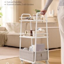 VASAGLE LILEA gurulós tárolókocsi textil kosárral