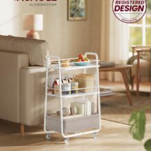 VASAGLE LILEA gurulós tárolókocsi textil kosárral