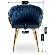 Glamour étkezőszék CAPI sötétkék bársony/arany lábak
