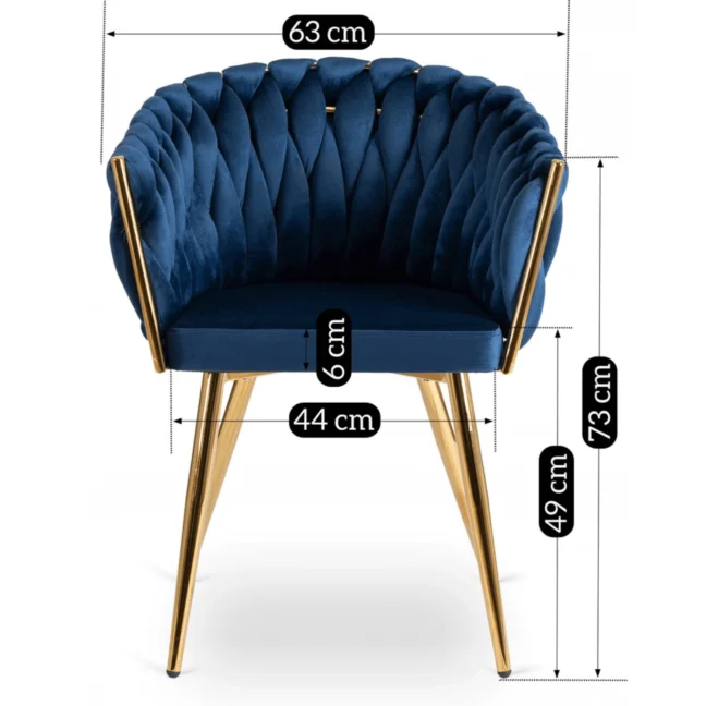 Glamour étkezőszék CAPI sötétkék bársony/arany lábak