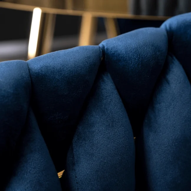 Glamour étkezőszék CAPI sötétkék bársony/arany lábak