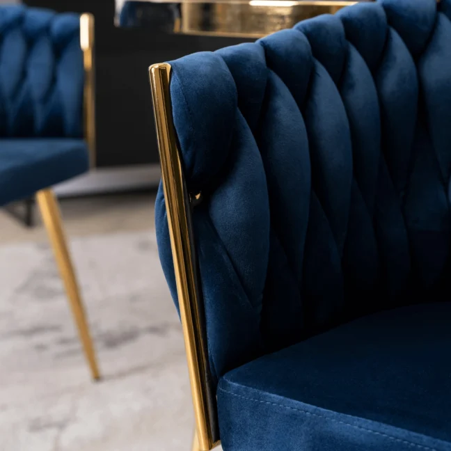 Glamour étkezőszék CAPI sötétkék bársony/arany lábak