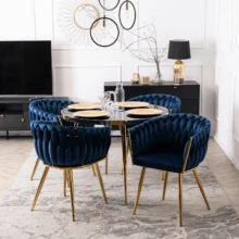 Glamour étkezőszék CAPI sötétkék bársony/arany lábak