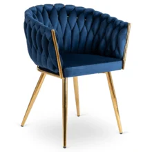 Glamour étkezőszék CAPI sötétkék bársony/arany lábak
