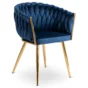 Glamour étkezőszék CAPI sötétkék bársony/arany lábak