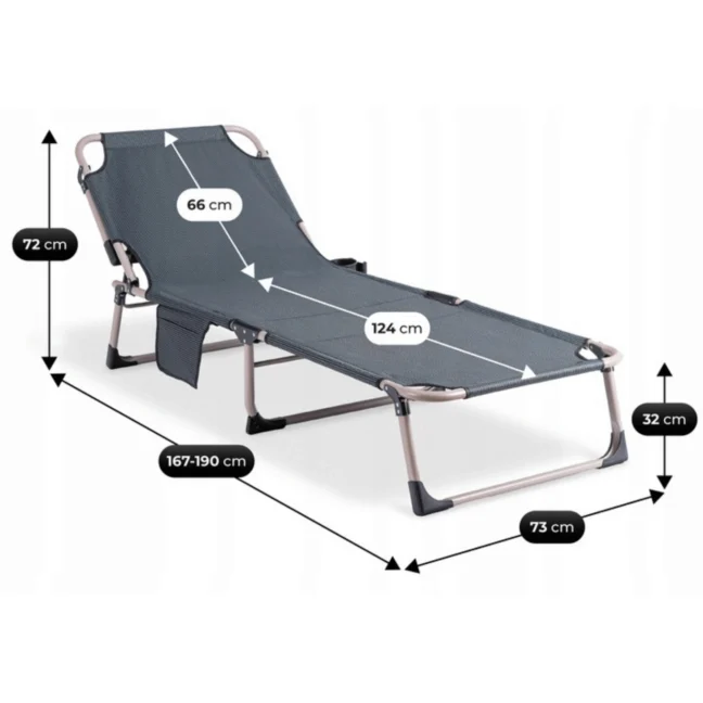 VENUS kerti dönthető napozóágy, szürke