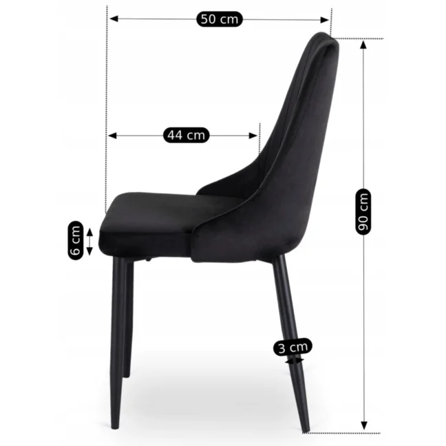 Étkezőszék BARI fekete bársony