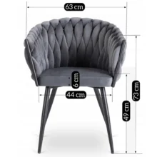 Glamour étkezőszék ELENA szürke bársony/fekete lábak