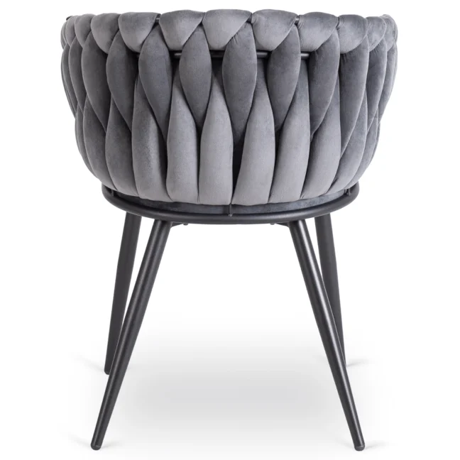 Glamour étkezőszék ELENA szürke bársony/fekete lábak