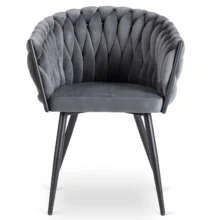 Glamour étkezőszék ELENA szürke bársony/fekete lábak