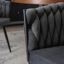 Glamour étkezőszék ELENA szürke bársony/fekete lábak