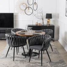 Glamour étkezőszék ELENA szürke bársony/fekete lábak