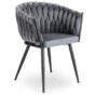 Glamour étkezőszék ELENA szürke bársony/fekete lábak