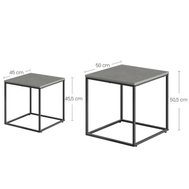 Négyzet dohányzóasztal 2db – beton