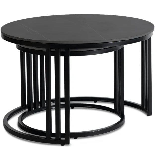 JERRY dohányzóasztal szett, fekete márvány/fekete