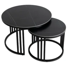 JERRY dohányzóasztal szett, fekete márvány/fekete