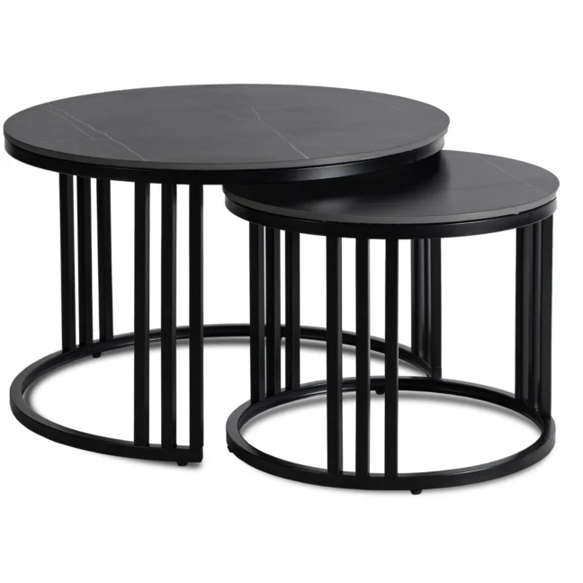 JERRY dohányzóasztal szett, fekete márvány/fekete