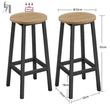 Magas konyhai bárszék szett, 2db – sonoma/fekete láb (LBC032B11)