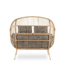 KORYNT kétszemélyes rattan fotel, szürke párnával
