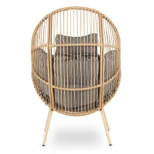CEZARE rattan fotel, szürke párnával