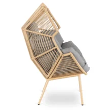 CEZARE rattan fotel, szürke párnával