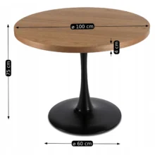 Kerek étkezőasztal LINO, 100 cm arany tölgy/fekete