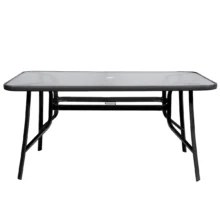 Kerti acél étkezőgarnitúra szett BISTRO – bézs/fekete vázzal