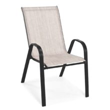 Kerti acél étkezőgarnitúra szett BISTRO – bézs/fekete vázzal