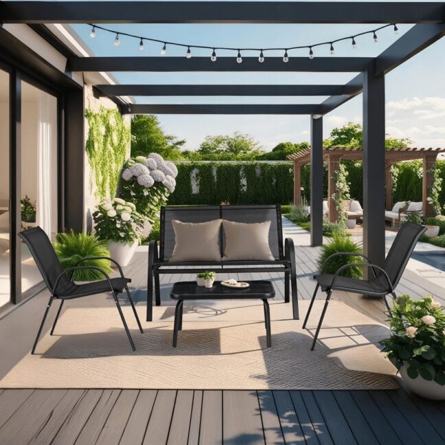 MINNESOTA kerti bútor szett, fekete