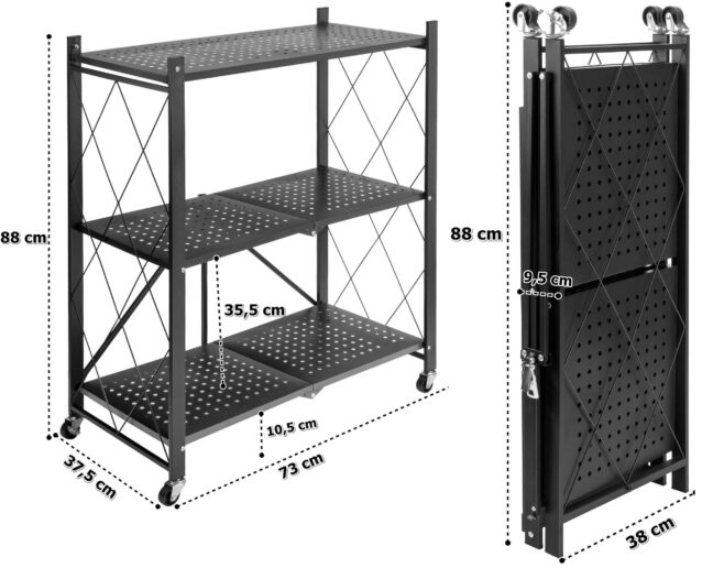 GESTEL összecsukható tárolópolc, fekete