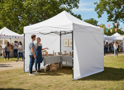 Vízálló kültéri pavilon, fehér 3×3 m