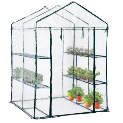 Kerti fóliasátor polcokkal, 140×140×200 cm