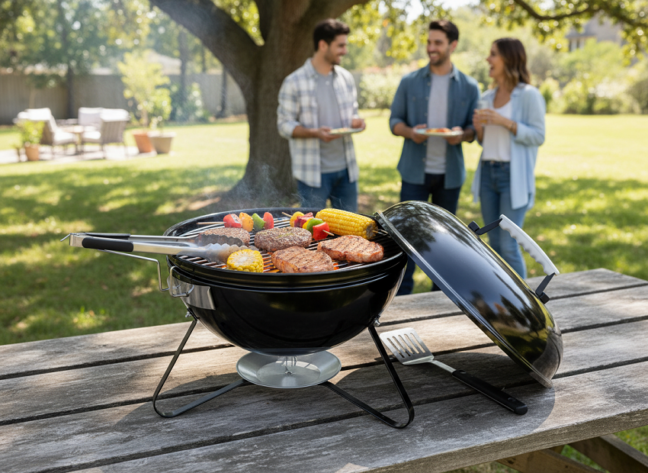 Gömb grillsütő fedővel