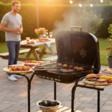 Amerikai faszenes grill oldalpolcokkal