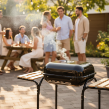 Amerikai faszenes grill oldalpolcokkal