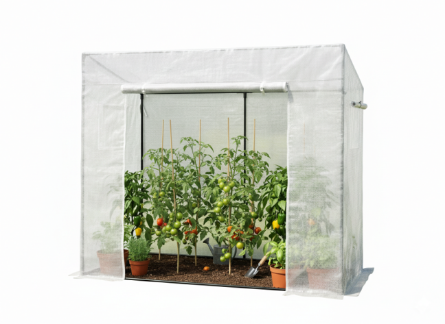 Kerti fóliasátor paradicsomtermesztéshez, 200 x 77 x 168/146 cm
