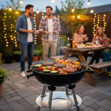 Gömb grillsütő fedővel, 35×39×63 cm