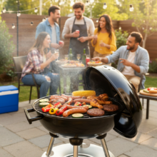 Gömb grillsütő fedővel, 35×39×63 cm