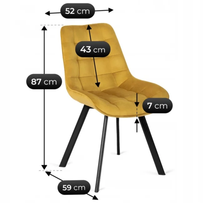 Étkezőszék RICK bársony bevonattal, mustársárga