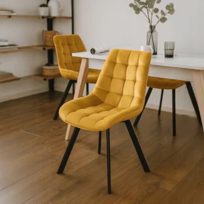 Étkezőszék RICK bársony bevonattal, mustársárga