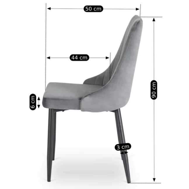 Étkezőszék BARI szürke bársony