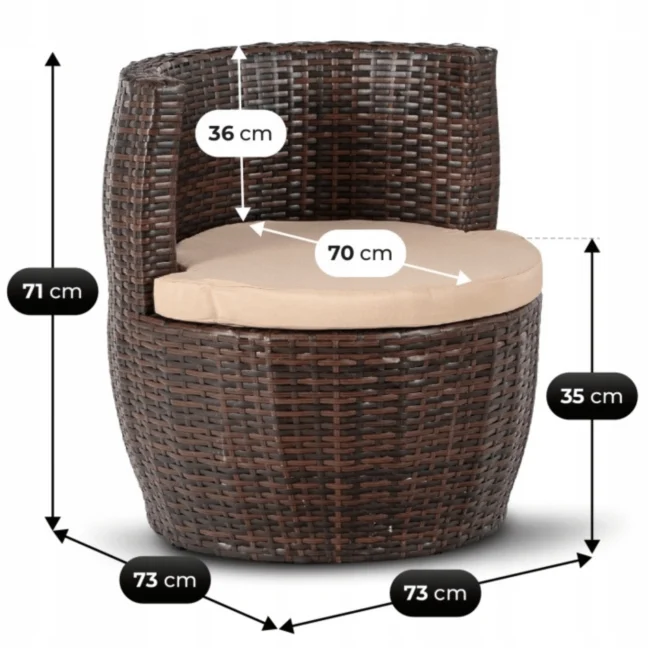 FRIO kerti bútor szett, barna