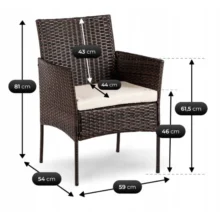 MISSISIPI kerti bútor szett, barna/bézs párnával