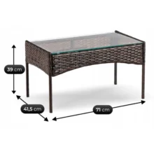 MISSISIPI kerti bútor szett, barna/bézs párnával