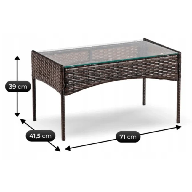 MISSISIPI kerti bútor szett, barna/bézs párnával