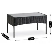 MISSISIPI kerti bútor szett, fekete/bézs párnával