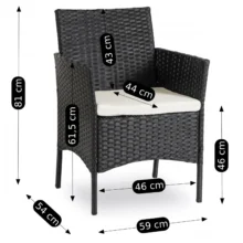 MISSISIPI kerti bútor szett, fekete/bézs párnával